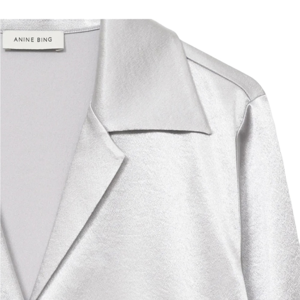 Anine Bing Grey Silk Long Sleeve Button Down Blouse Size S - Picture 6 of 15
